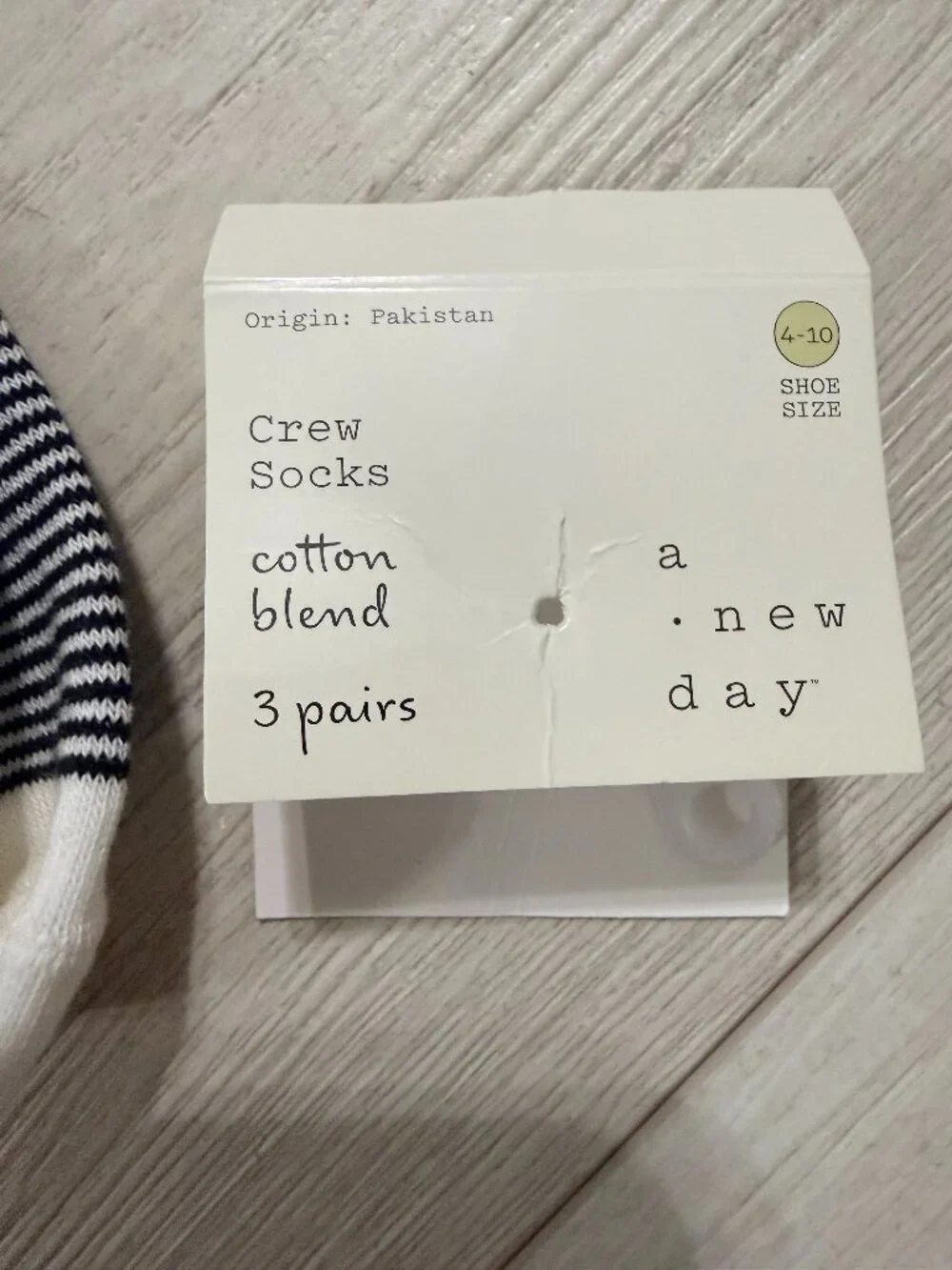 A New Day Women's Crew Socks 3 Pk Fern Striped Solid Knit Cotton Blend Size 4-10